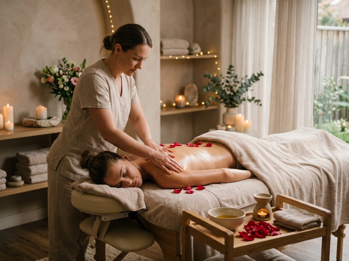 Massagem relaxante corporal em ambiente de SPA